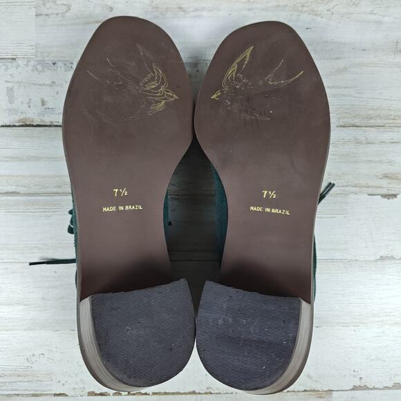 Bird of Flight Anthropologie Ankle Boots Believe Dark Teal Suede US Size 7.5 - Picture 7 of 8